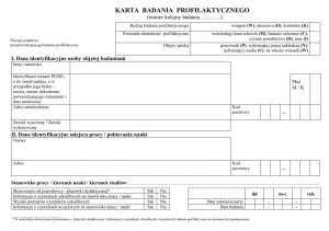 KARTA BADAŃ PROFILAKTYCZNYCH + WYWIAD A100