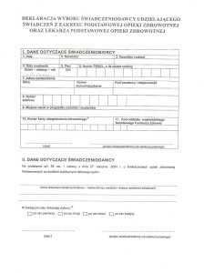 DEKLARACJA WYBORU LEKARZA A100